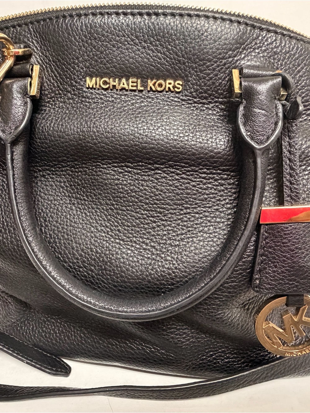 Michael Kors Black Pebbled Leather Hobo with Gold Hardware